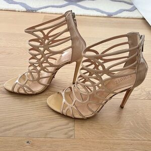 Schutz Open Toe Caged Zip Up Sandals Sz 11